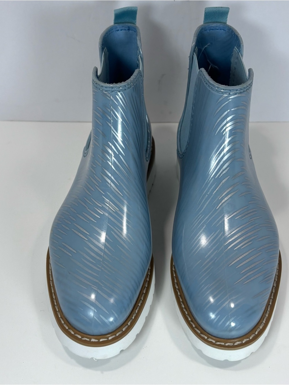 Cougar x Jill Malek Kensington Blue Gray Waterproof Chelsea Rain Boots 6 EUC - Picture 4 of 9